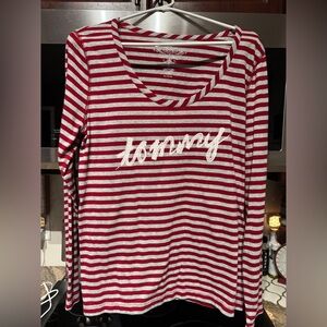 Tommy Hilfiger Red and Gray Striped Shirt